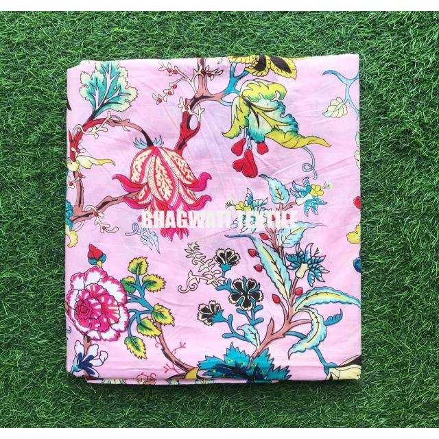 Traditional Handmade Indian Cotton Fabric 100% Cotton Running Loose Craft Sewing Fabric Natural Floral Printed Dressmaking
