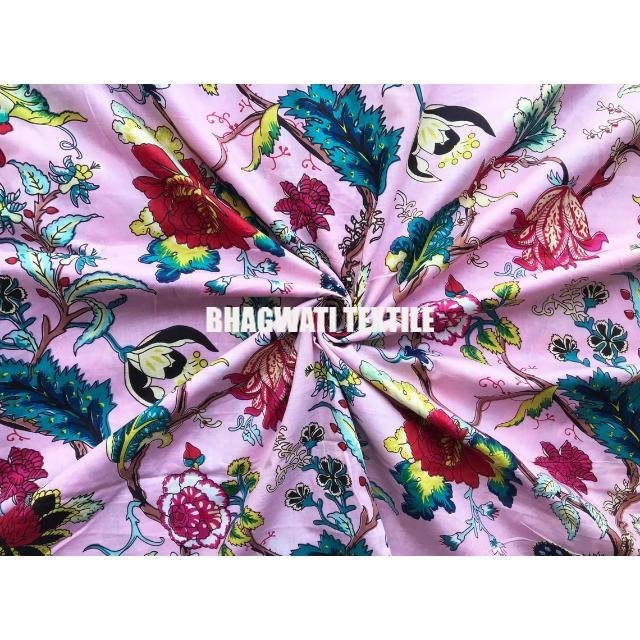 Traditional Handmade Indian Cotton Fabric 100% Cotton Running Loose Craft Sewing Fabric Natural Floral Printed Dressmaking