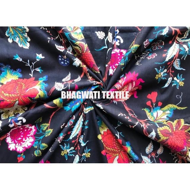 Traditional Handmade Indian Cotton Fabric 100% Cotton Running Loose Craft Sewing Fabric Natural Floral Printed Dressmaking