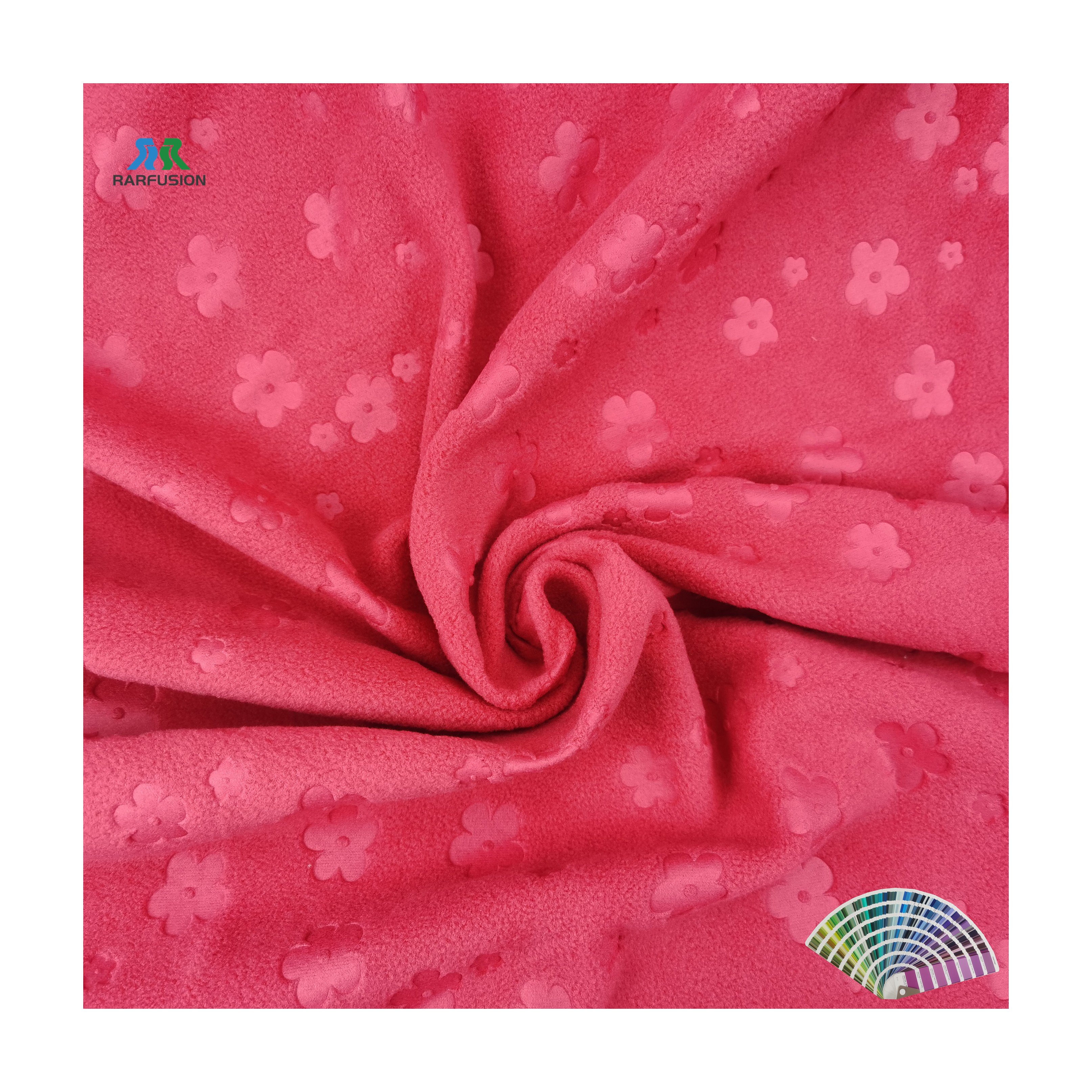 Custom Embossed Knitting Polar Fleece Soft Anti Pill Velvet Fabric For Outdoor Jacket Fabric