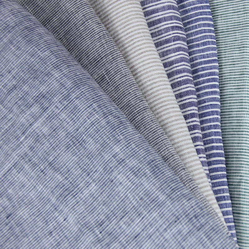 100% linen yarn dyed stripe check linen fabric