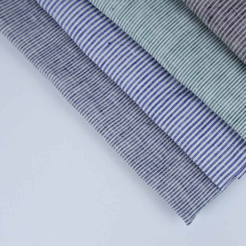 100% linen yarn dyed stripe check linen fabric