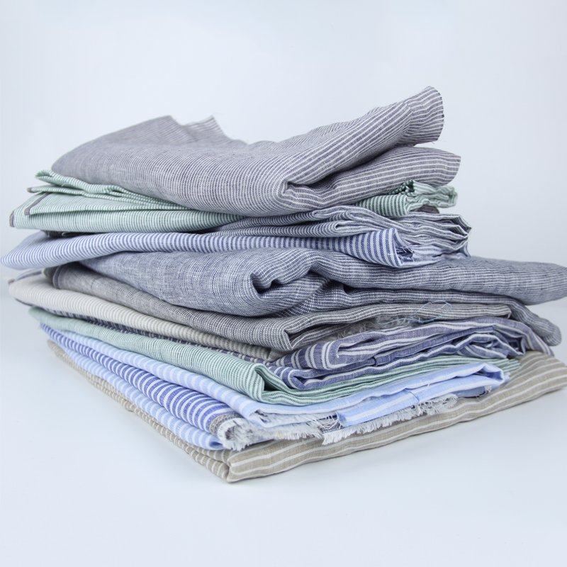100% linen yarn dyed stripe check linen fabric