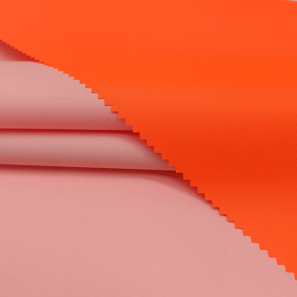 Neon Fluorescent orange 300D oxford fabrics with pu milky coated fabric for safty uniform
