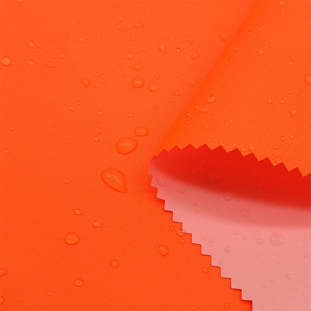 Neon Fluorescent orange 300D oxford fabrics with pu milky coated fabric for safty uniform