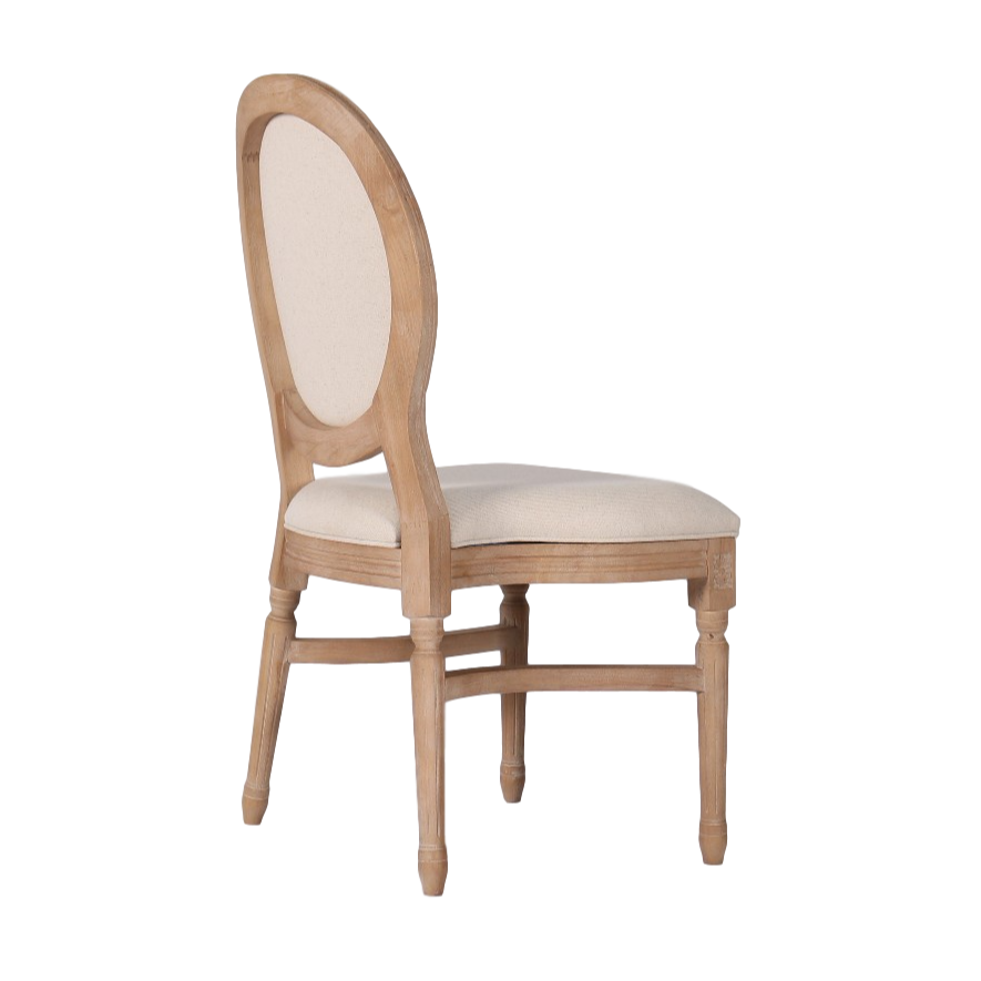 Wholesale French Style Solid Wood Cane Oval Round Back Rattan Dining Chair