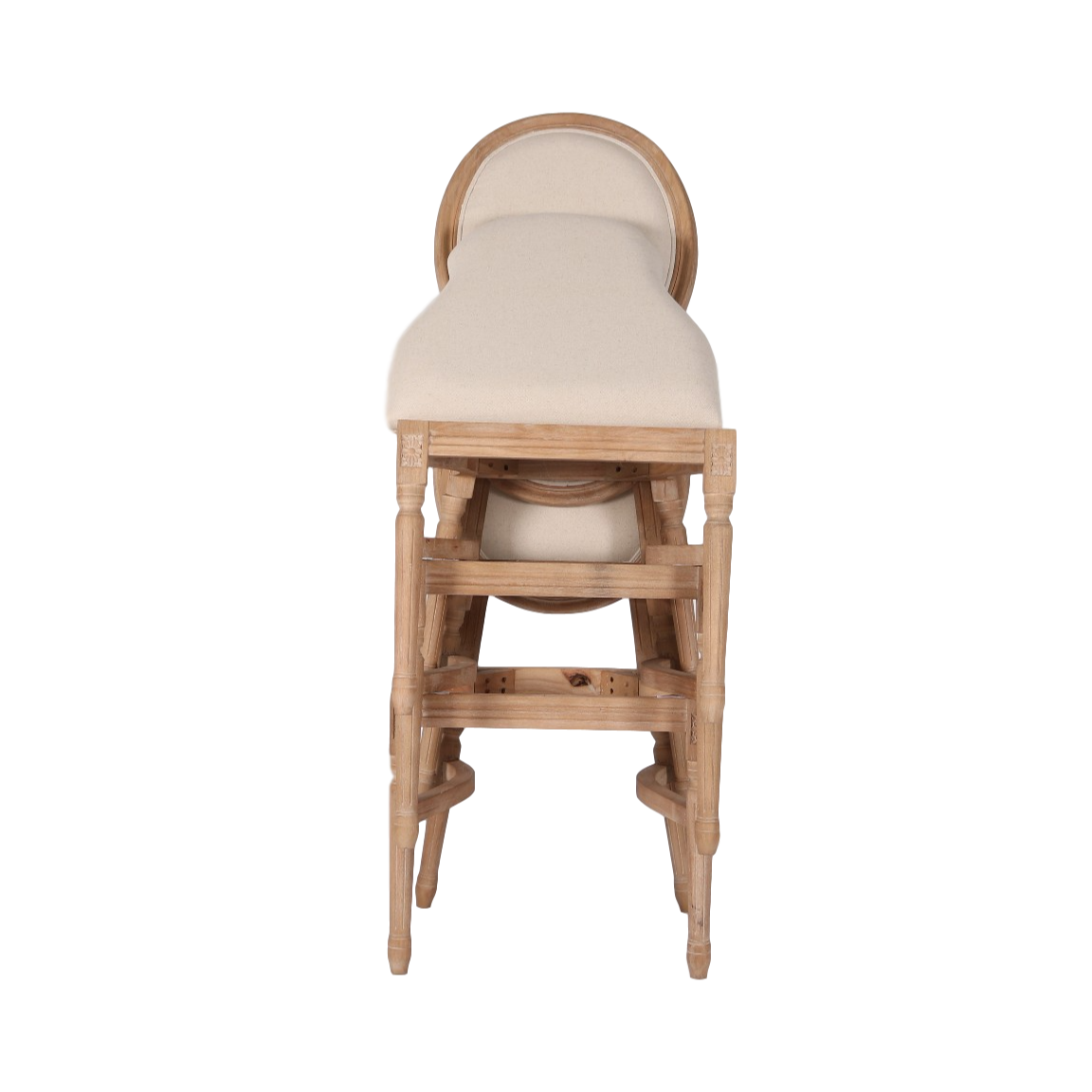 Wholesale French Style Solid Wood Cane Oval Round Back Rattan Dining Chair
