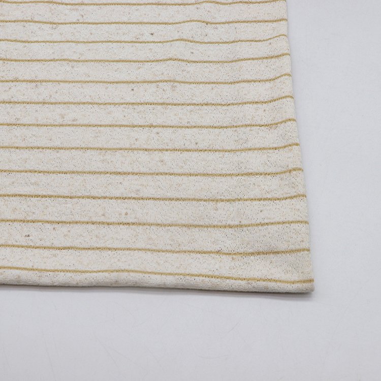 Stripe pattern Knitted yarn dyed jacquard Polyester viscose linen apparel fabric for trouser pants