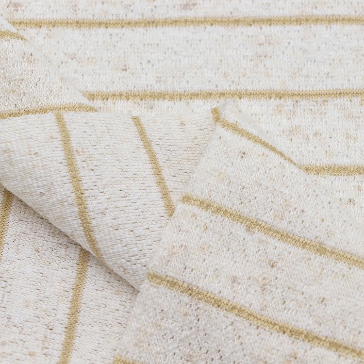 Stripe pattern Knitted yarn dyed jacquard Polyester viscose linen apparel fabric for trouser pants