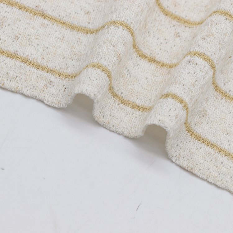 Stripe pattern Knitted yarn dyed jacquard Polyester viscose linen apparel fabric for trouser pants