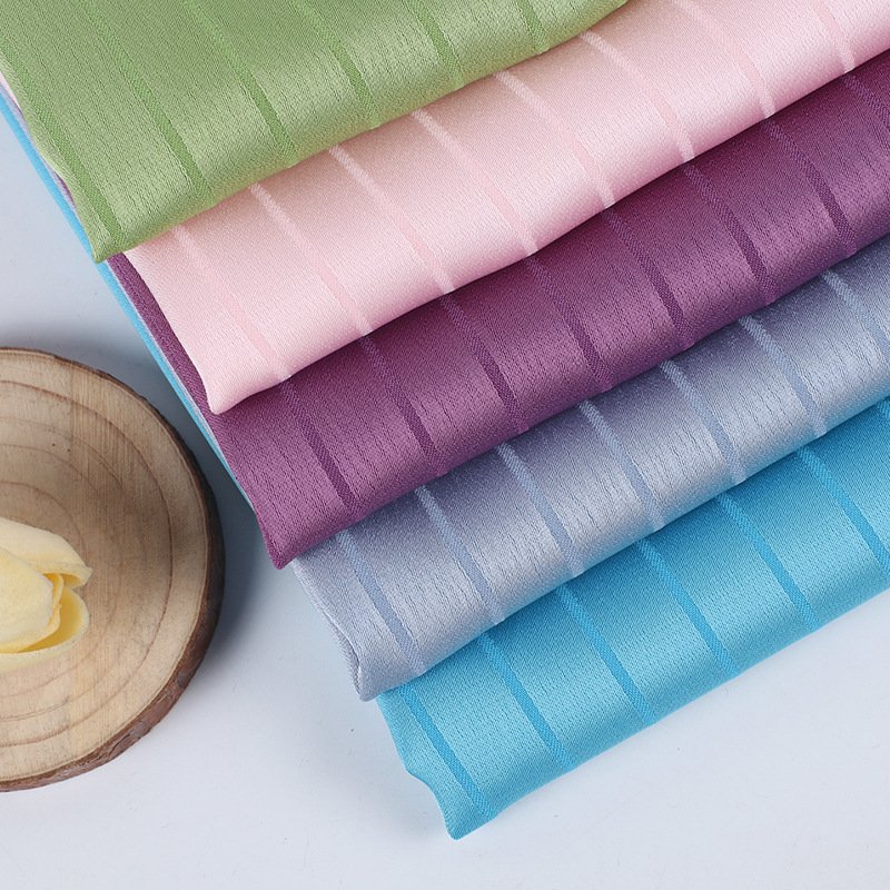 GOOD SALE CLOTHING FABRIC 100 POLYESTER FABRIC WHOLESALE JACQUARD SATIN FABRIC WITH STRIPE FOR DRESS