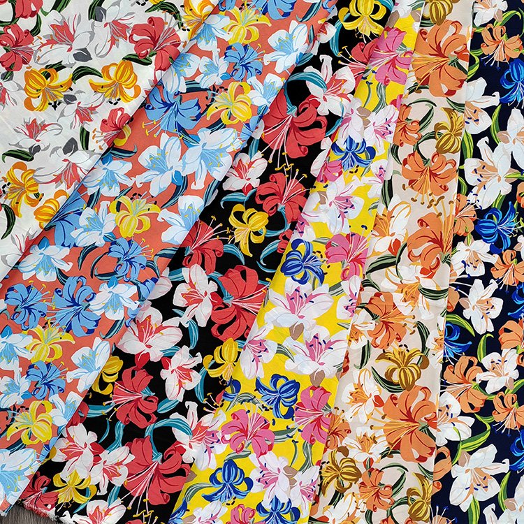 Good Quality Support OEM/ODM 85 Polyester 15 Spandex Fabric Flower Print Designer Fabric Images