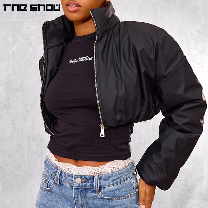 Custom Logo Quilted Classic Unisex Winter Down Jacket Lightweight Black Wax Look Zip Up Cropped Coat Trapstar Puffer Jacket