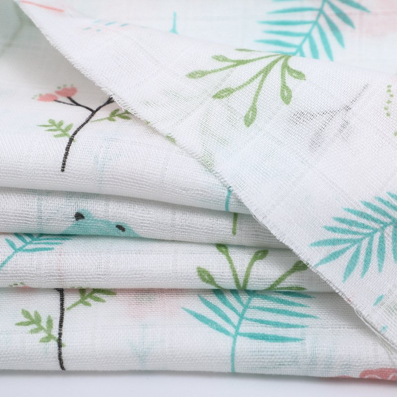 custom print wholesale double gauze bamboo cotton muslin baby fabric for muslin baby blanket