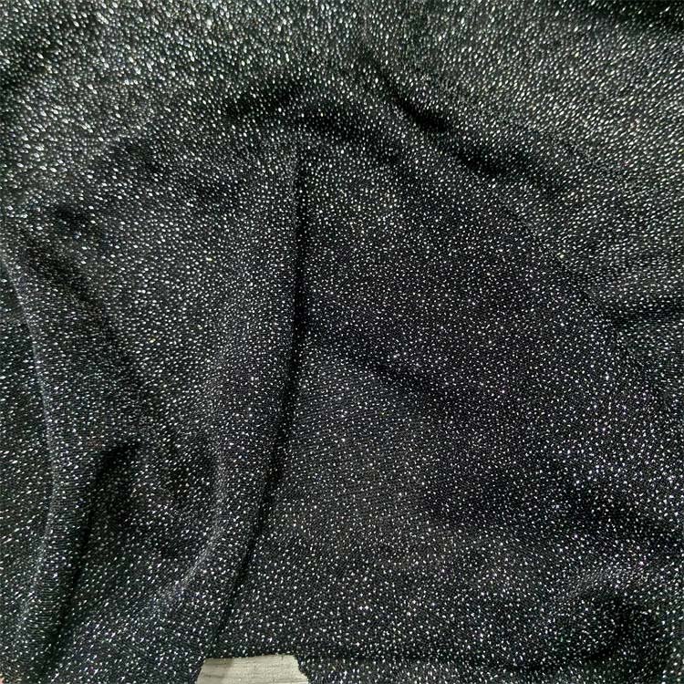 OEM ODM abaya cloth 100% polyester plain knitting micro elastic glitter material fabric for dresses