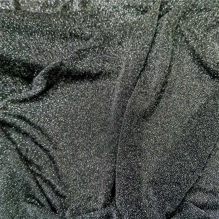 OEM ODM abaya cloth 100% polyester plain knitting micro elastic glitter material fabric for dresses