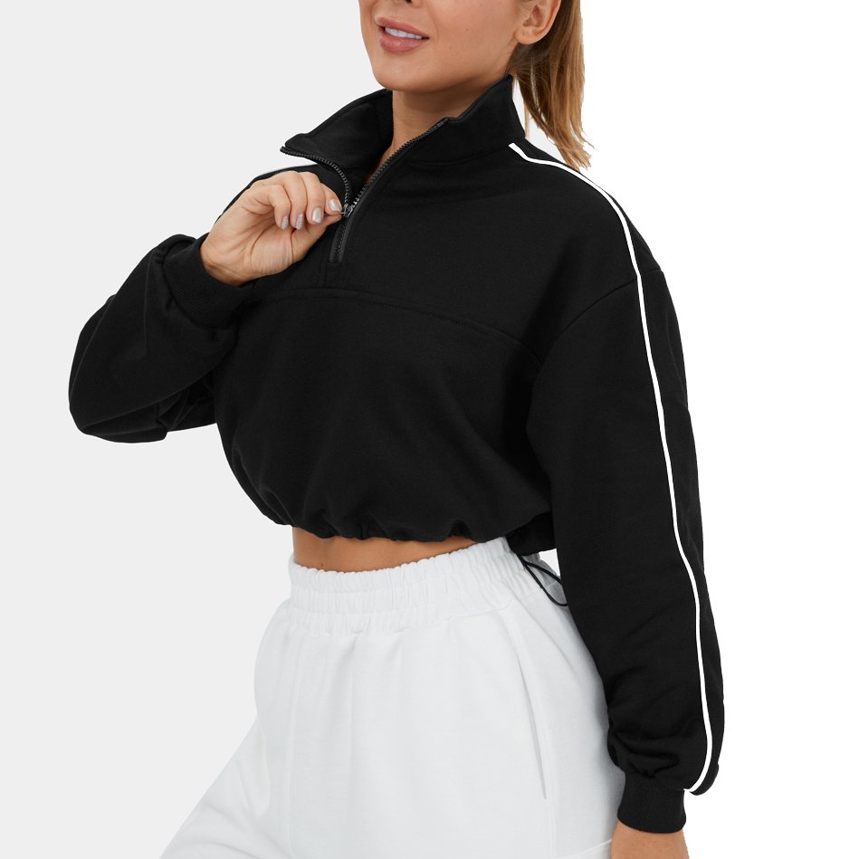 Customize Wholesale High Quality Classic Lounge 1/2 Zip Sweatshirt Zip Up Pullover Hoodies Sweatshirts For Women