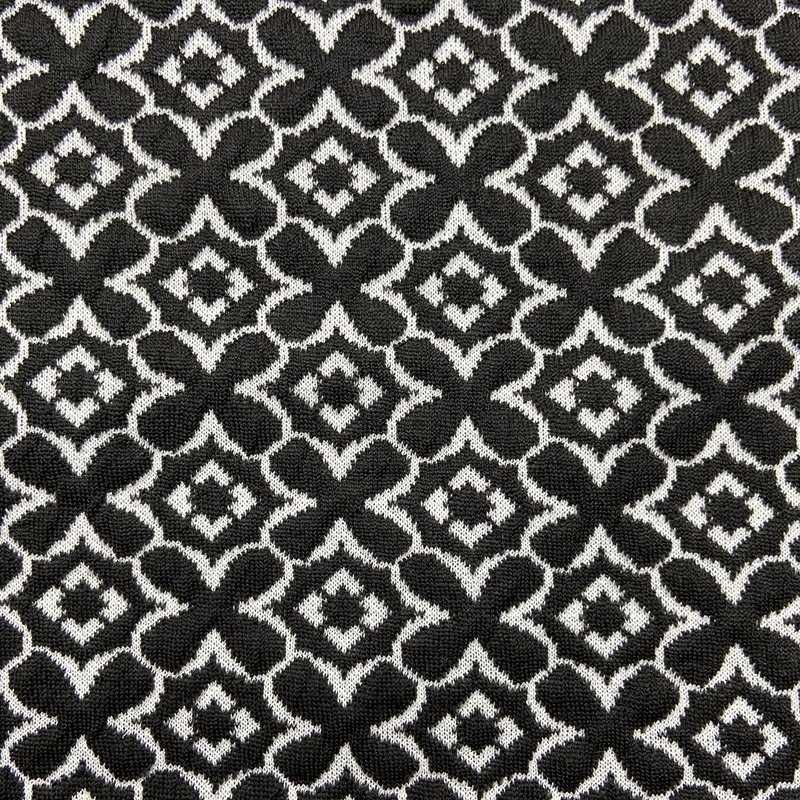 Four leaf clover pattern 97% polyester 3% spandex custom knit black white 270GSM jacquard fabric for jacket