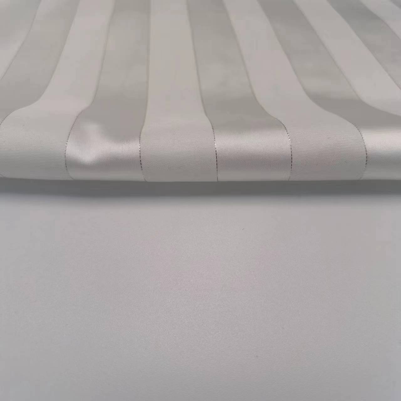 Suit for Dresses 50D Silver Lurex Wide Strip Chiffon Satin Woven Printed White Fabric Stretch Crepe