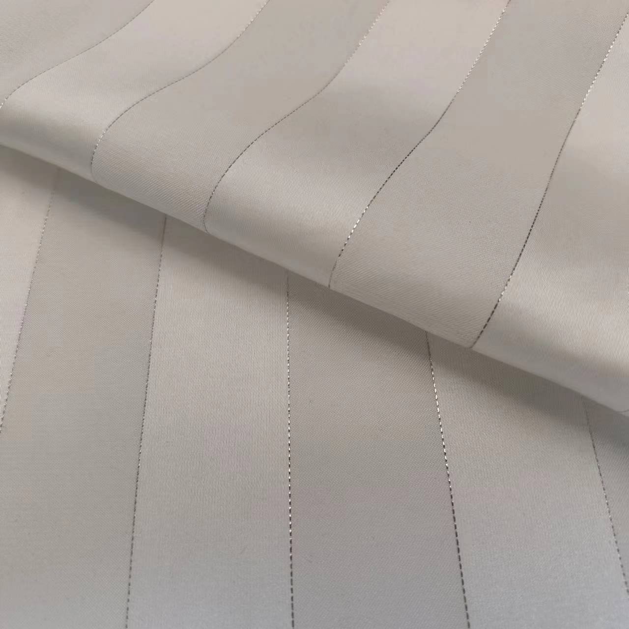 Suit for Dresses 50D Silver Lurex Wide Strip Chiffon Satin Woven Printed White Fabric Stretch Crepe