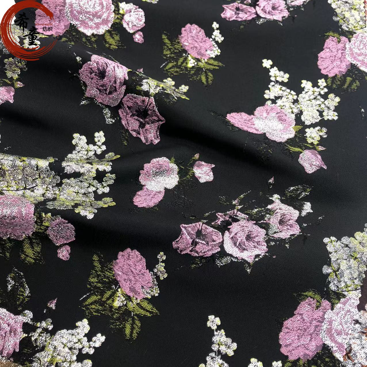 Metallic Jacquard brocade fabric top Quality 100% Polyester fabric for dress garment 3D pattern jacquard