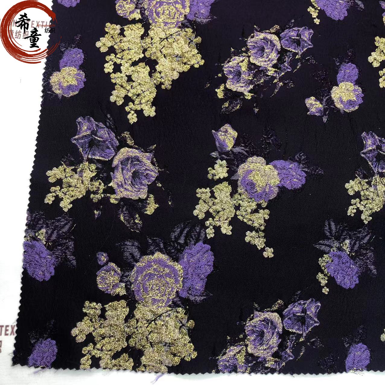 Metallic Jacquard brocade fabric top Quality 100% Polyester fabric for dress garment 3D pattern jacquard