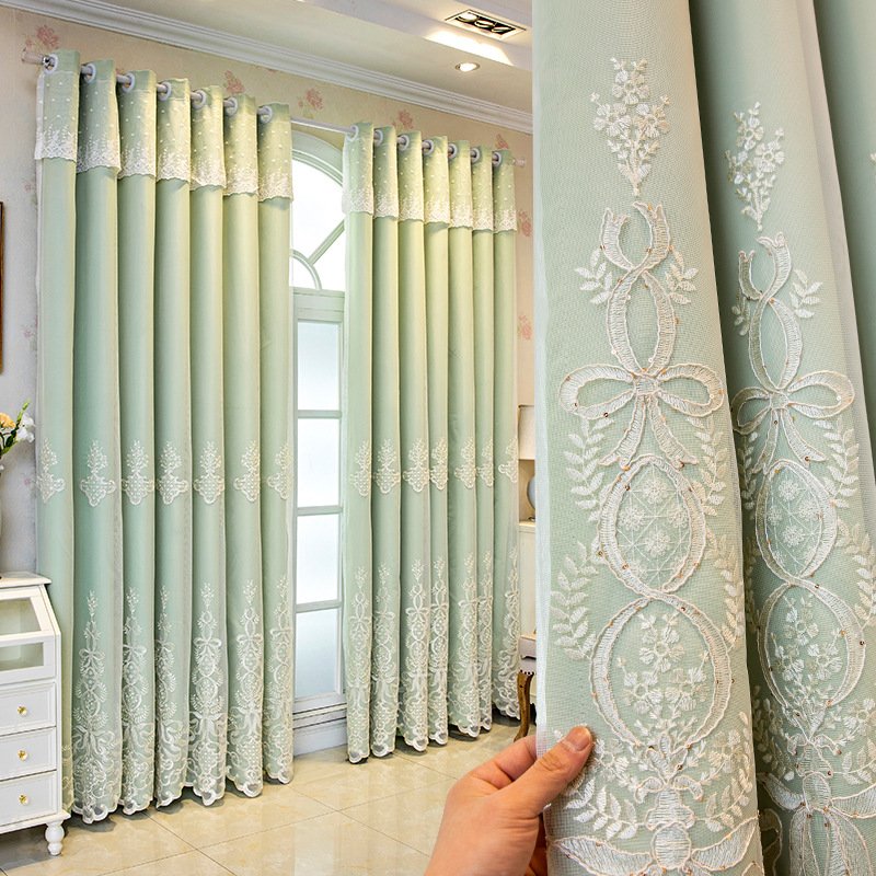 Cloth Gauze Integrated Thickened Embroidered Window Living Room Blackout Curtain
