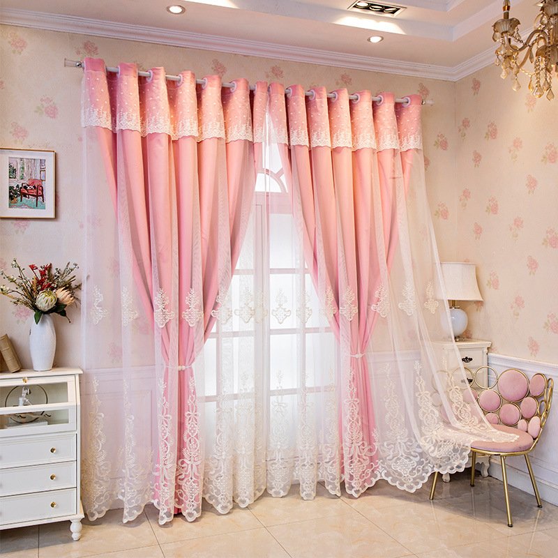 Cloth Gauze Integrated Thickened Embroidered Window Living Room Blackout Curtain