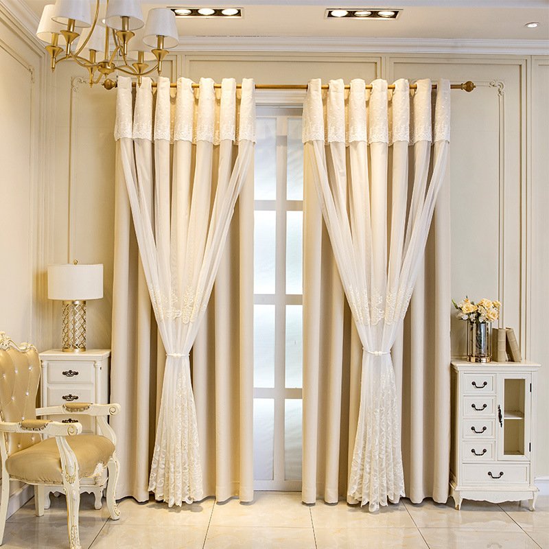 Cloth Gauze Integrated Thickened Embroidered Window Living Room Blackout Curtain