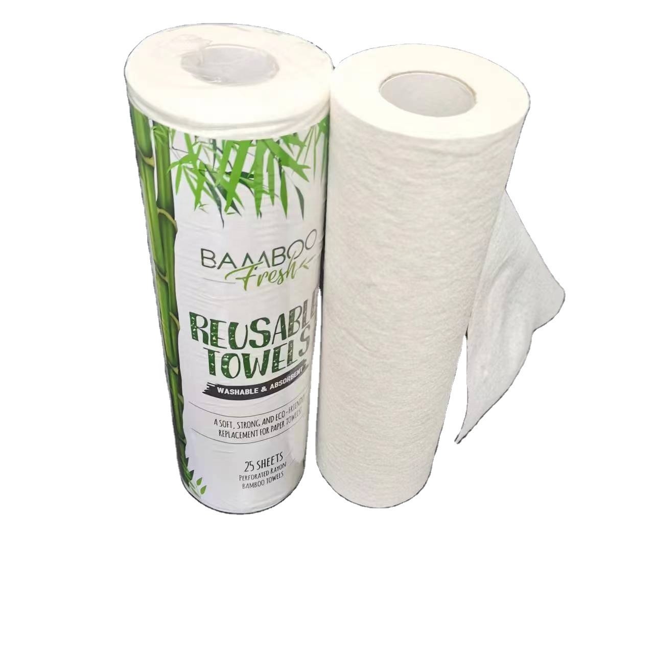 Dual-use White Washable Bamboo Fibers Non woven Kitchen Cleaning Cloth Towels