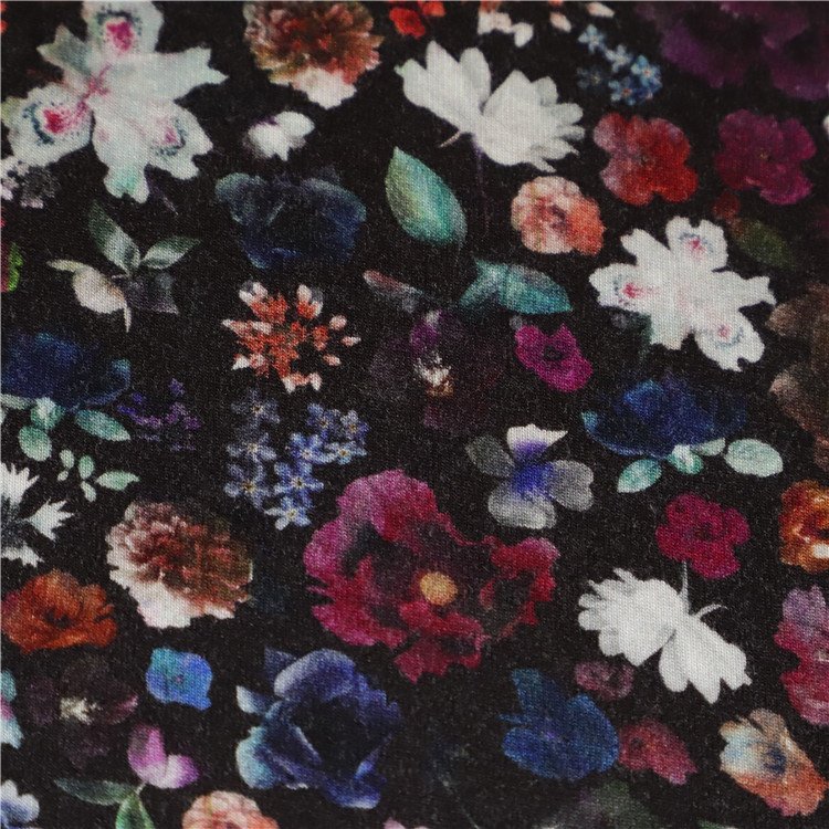 Digital Printing 95% Bamboo Fiber 5% Spandex Knitted Plain Weave Fabric