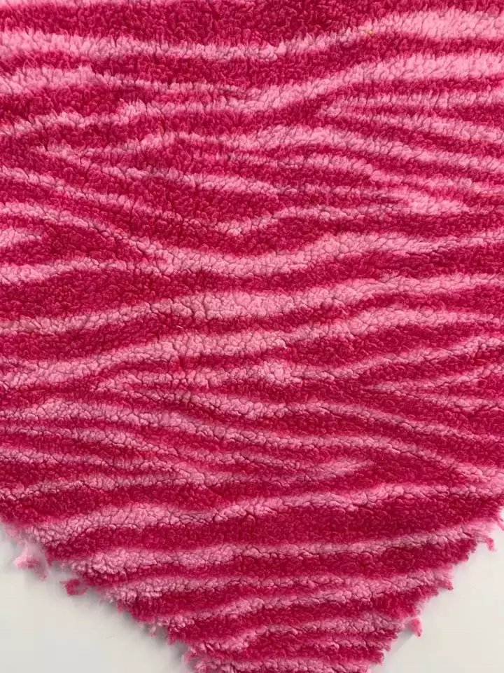 Latest Design Red Zebra Stripe Pattern Custom Printed Sherpa Fleece Fabric For Blanket Garment