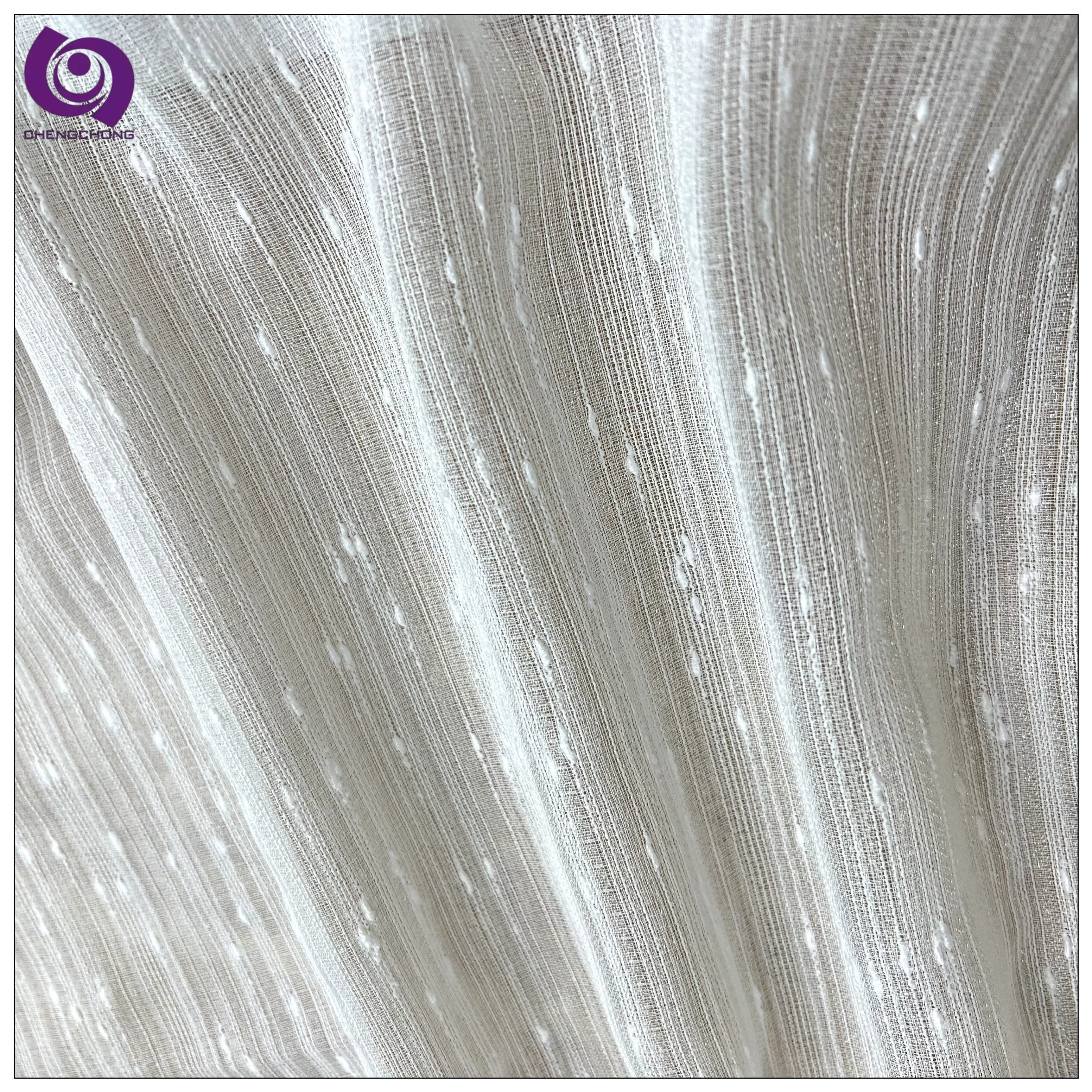 ready to ship breathable plain linen look soft dot design sheer curtain fabric for living room 8139