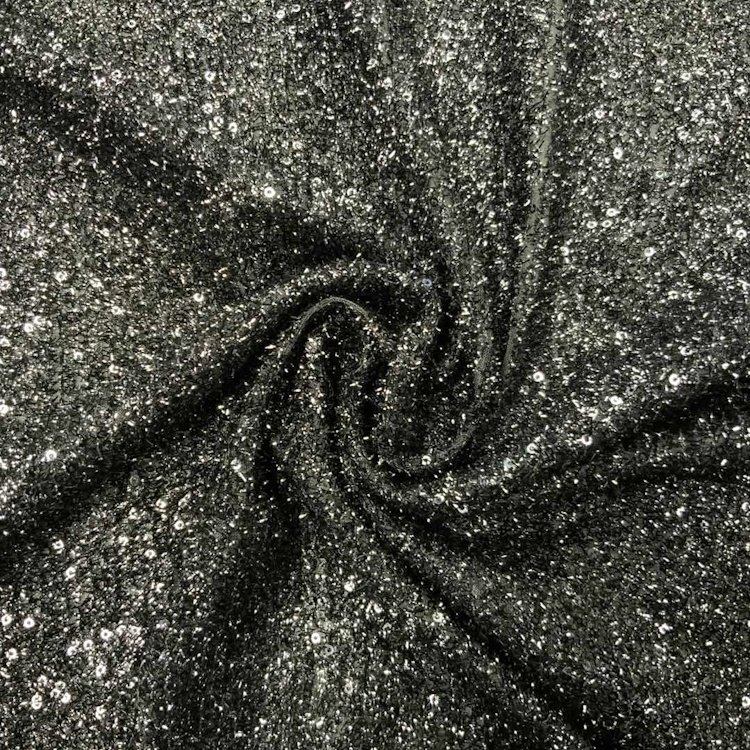 2024 Shaoxing textile factory price sequin tassels mesh net embroidery fabric for clothing