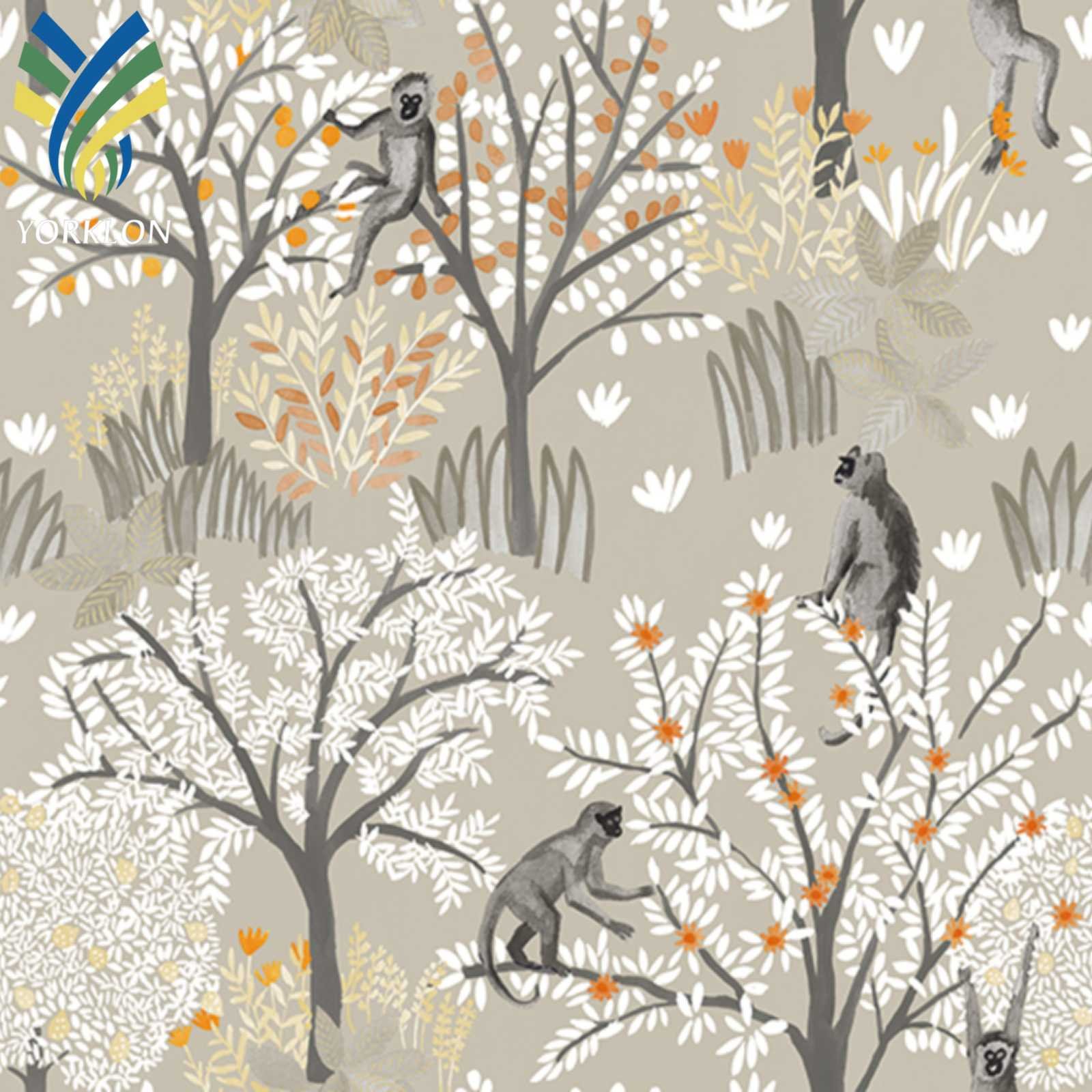 YF-CR12 Modern Home Wall Designs Decoration 3D Bedroom Animals Floral Mural Wallpaper For Kids Children's Room