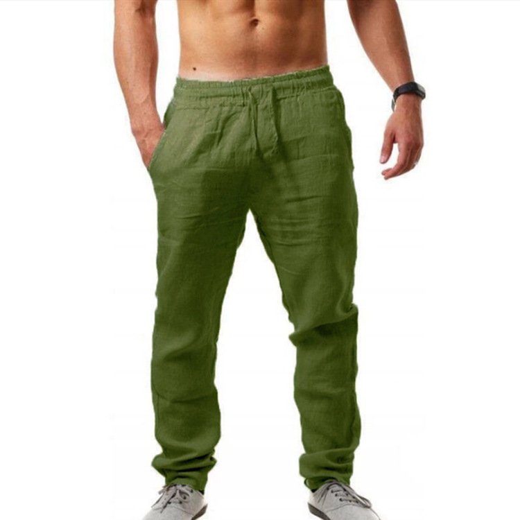 Men's Long Pants Linen Trousers Loose Lightweight Casual Yoga Beach Casual Cotton Linen Straight Breathable Streetwear Trousers