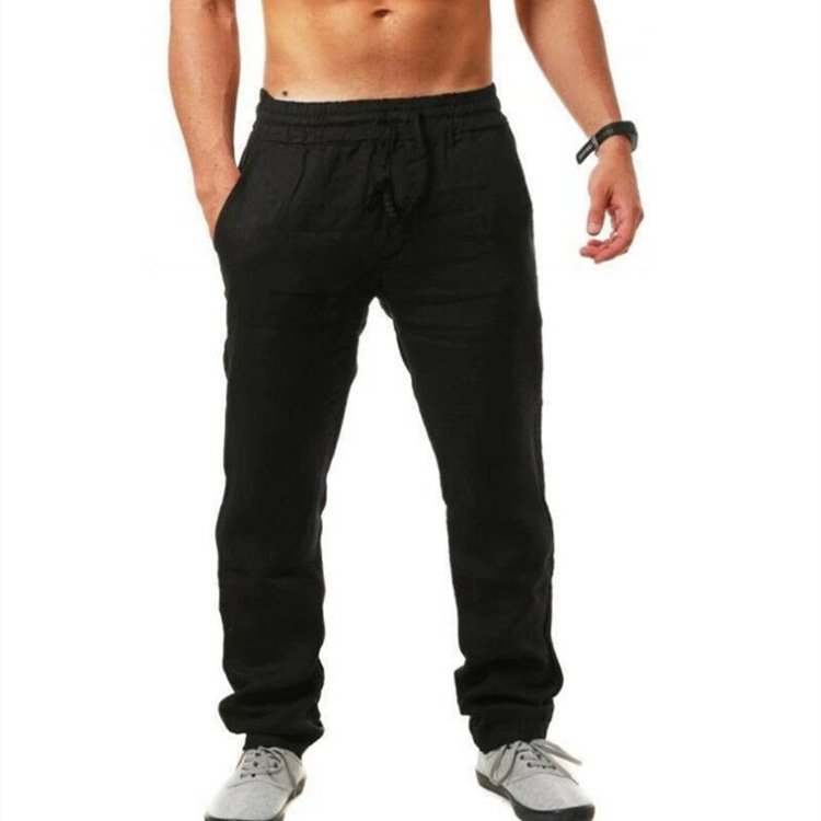 Men's Long Pants Linen Trousers Loose Lightweight Casual Yoga Beach Casual Cotton Linen Straight Breathable Streetwear Trousers