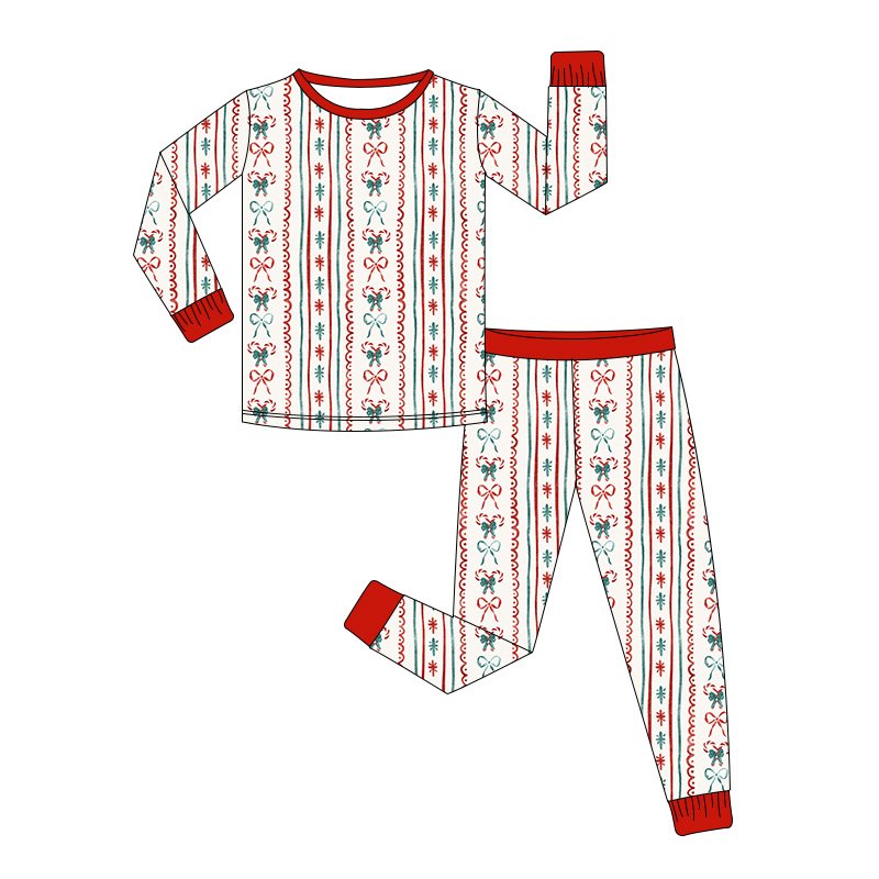 Wholesale Christmas Kids Clothing Bamboo Zipper Sleeper Pajama Set Custom Christmas Print Bamboo Clothes For Baby Girls Boys