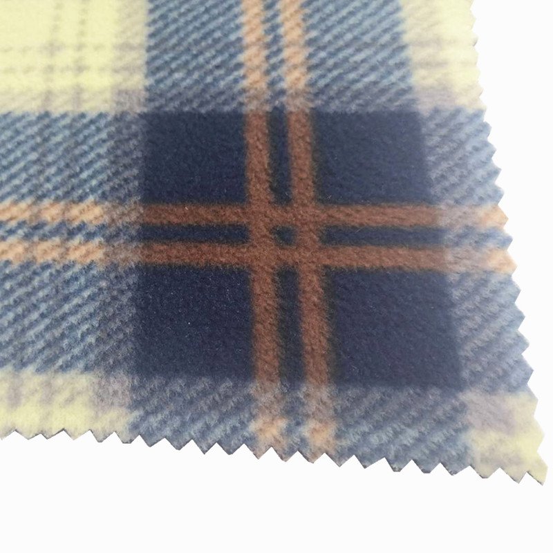 Plaid 100% polyester fabric 4 way stretch check two layered printed bonded knit fabric polar fleece fabric printed polyester