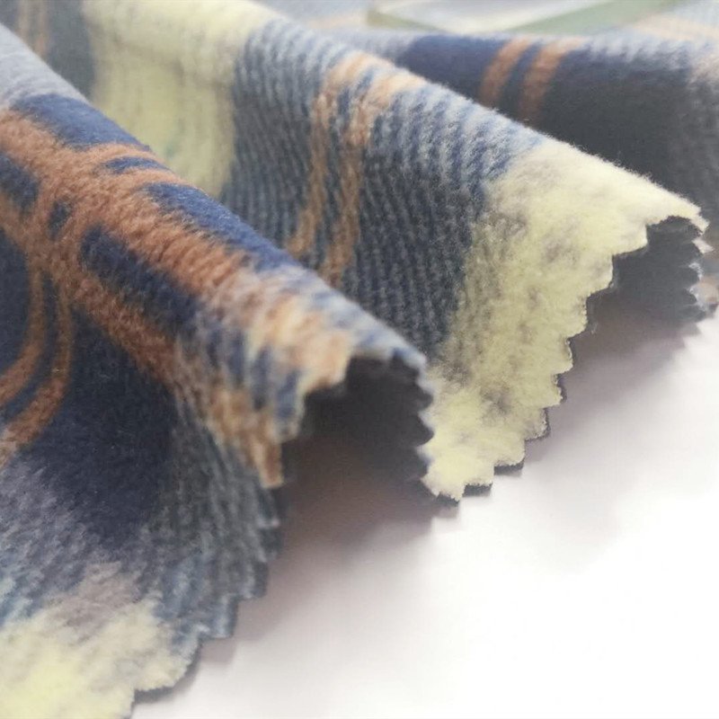 Plaid 100% polyester fabric 4 way stretch check two layered printed bonded knit fabric polar fleece fabric printed polyester