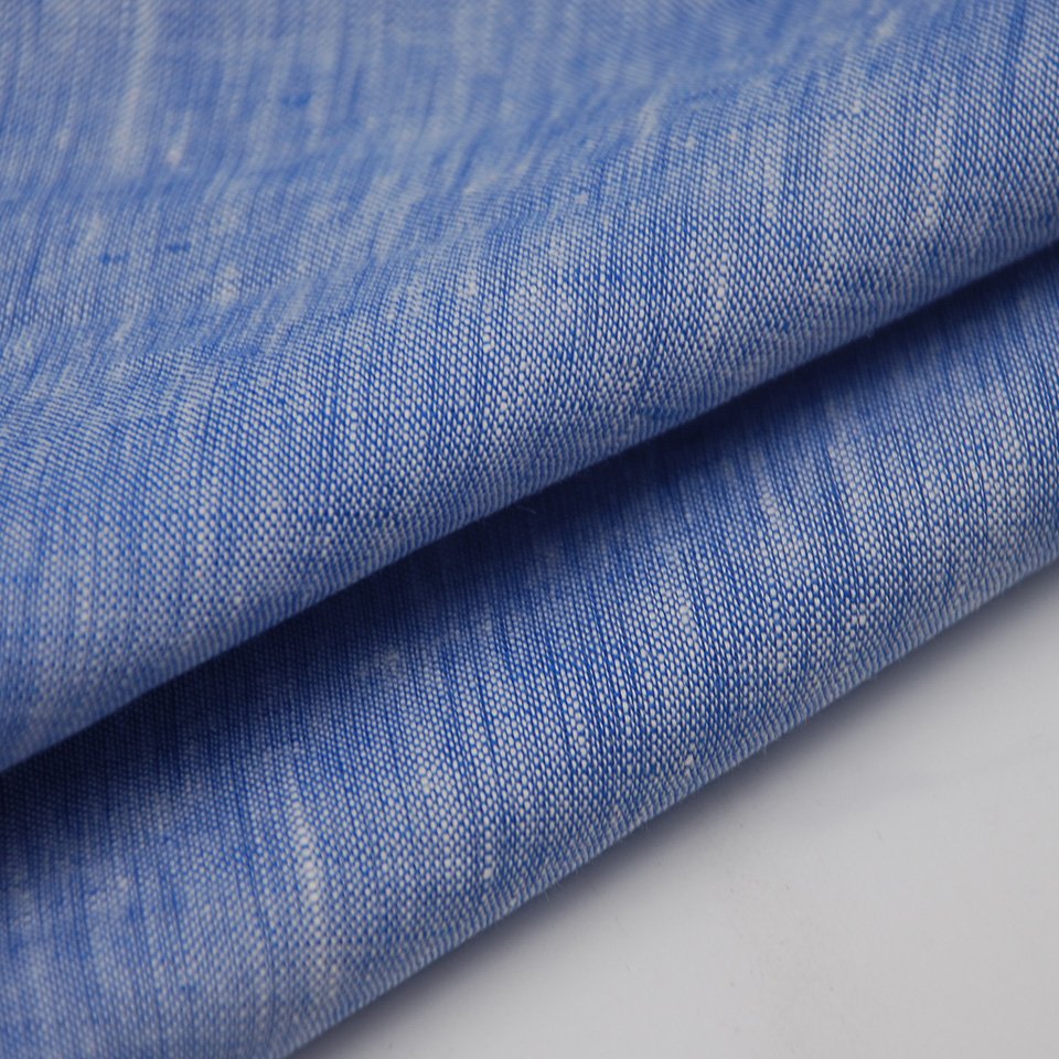 European two tone yarn dyed chambray style wearable 100 natural pure linen shirt fabric for men