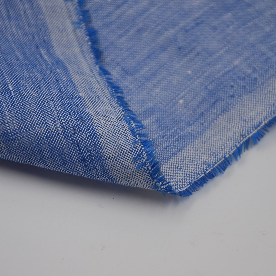 European two tone yarn dyed chambray style wearable 100 natural pure linen shirt fabric for men