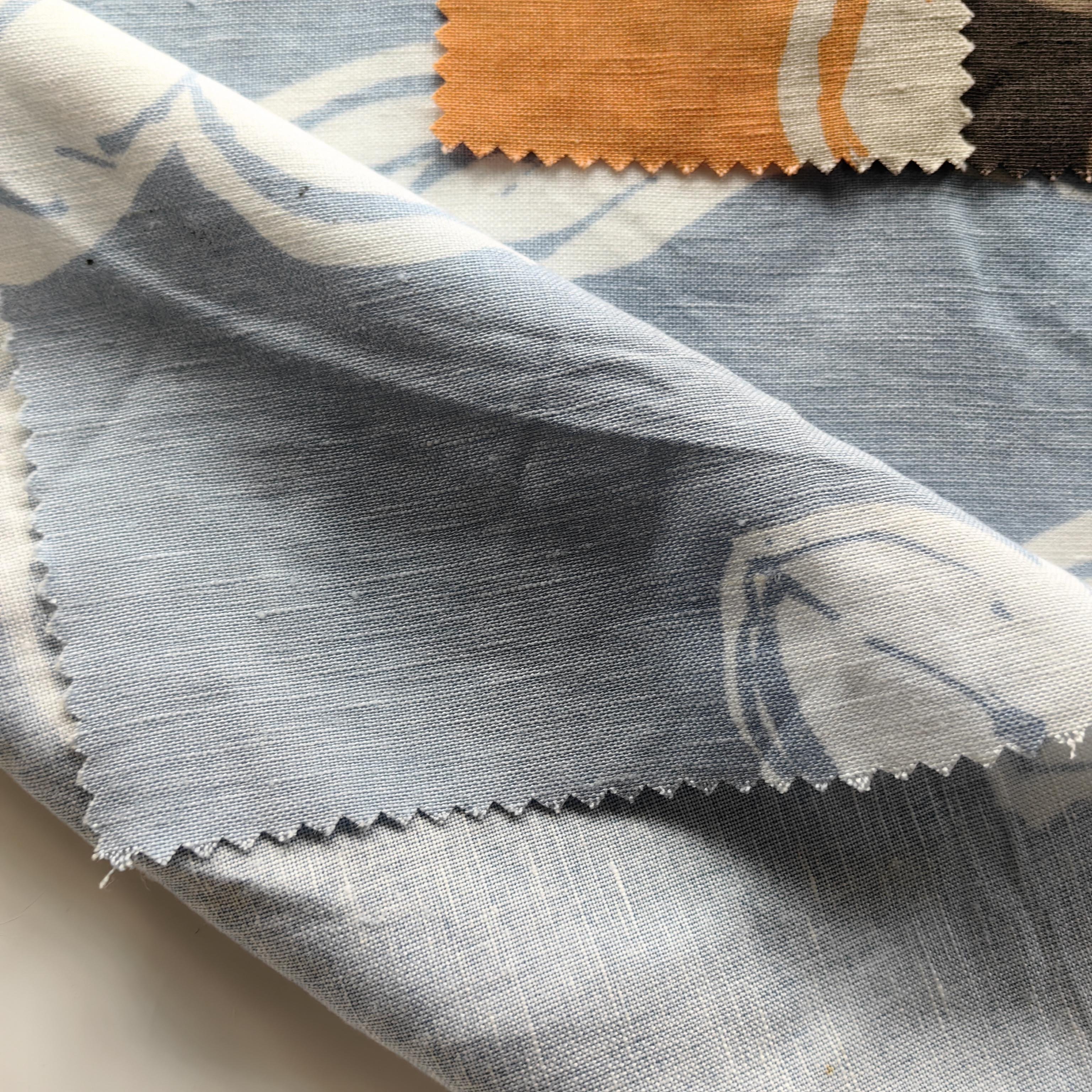 Price favorable custom print 180gsm middle weight linen fabric printed linen fabric for clothing