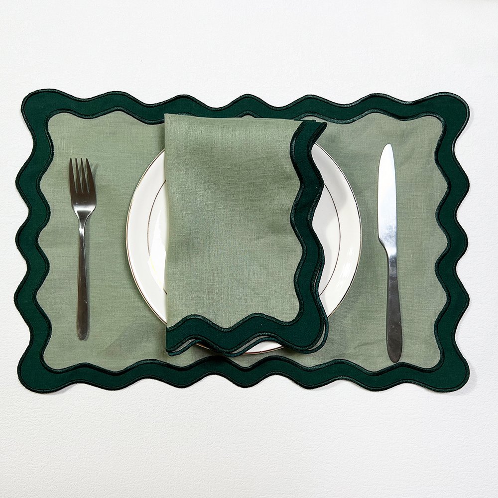 Hot Sell 30x45cm French Organic Flax 100% Linen Napkins 100% linen fabric wedding napkins embroidered edge placemat for hotel