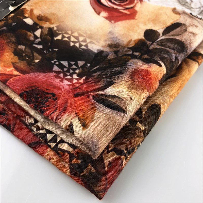 Flower linen Mango design Custom Digital Printed 100% Linen fabric for garment 110/140/180GM