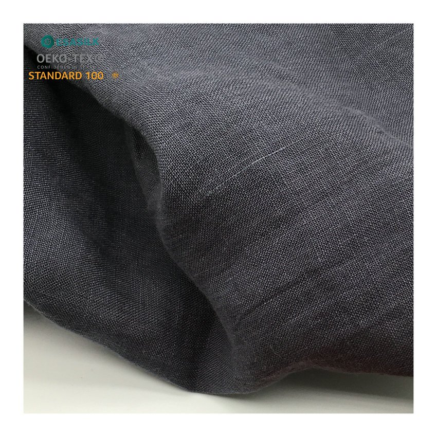 In stock soft plain dyed stone washed suit 100% linen fabric wholesale for garment clothing