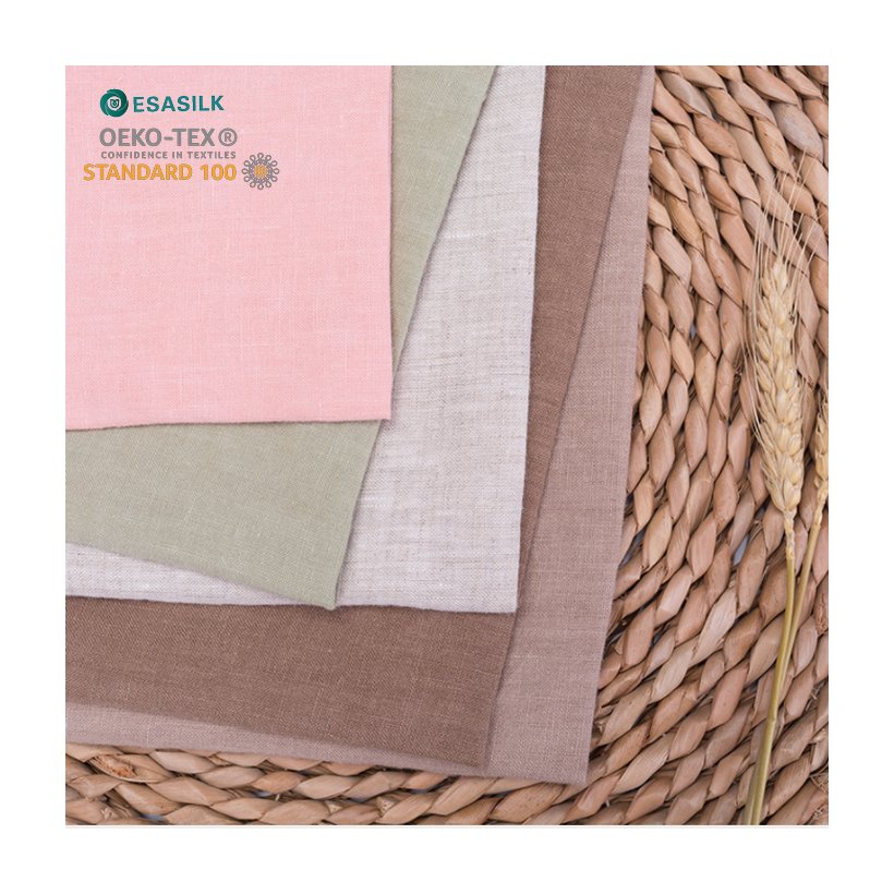 In stock soft plain dyed stone washed suit 100% linen fabric wholesale for garment clothing