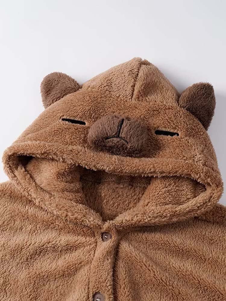 Animals Customized High Quality Flannel Velvet Soft Hand-feel Christmas Hoodie Warm Fiber Pajamas Robe Sleepwear Set Long Romper