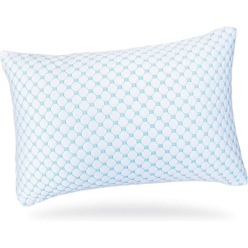 Wholesale Blue Sliced Memory Foam Pillow Neck Support with Cushioning Filling Cooling Fabric Bamboo Fiber Memory Foam Pillow