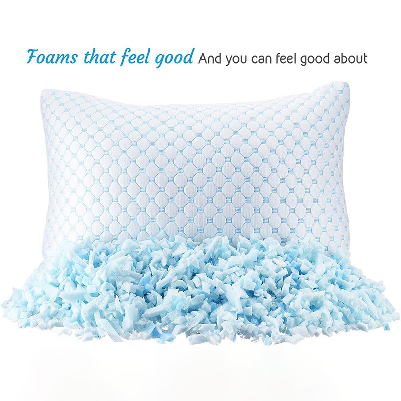 Wholesale Blue Sliced Memory Foam Pillow Neck Support with Cushioning Filling Cooling Fabric Bamboo Fiber Memory Foam Pillow